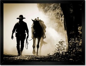 Poszterek keretben 40x30 CowBoy a lovával