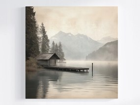 Vászonkép Canvas Táj Tó Erdő Hegyek Híd Kikötő 40x40