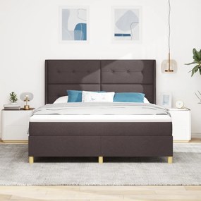 Boxspring Ágy Matrac + LED Sötétbarna 180x200 cm Szövet