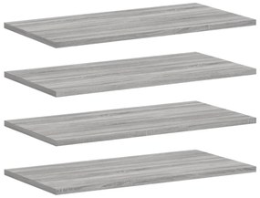 4 db szürke sonoma színű szerelt fa fali polc 60 x 30 x 1,5 cm