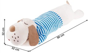 Plüss kutya, bézs/kék csíkok, 90cm, REXO typ 2