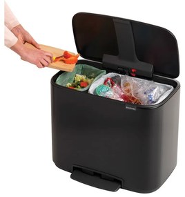 Matt fekete acél szelektív pedálos szemetes 34 l Bo – Brabantia