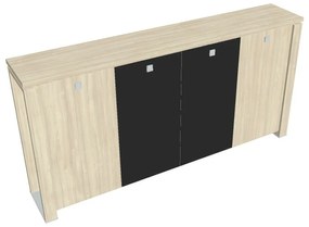 Verno+ S közepes gardrób 260 x 46 x 130 cm, kombinált ajtó, akác / fekete
