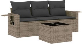 vidaXL 4 részes szürke polyrattan kerti ülőgarnitúra párnákkal