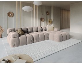 Világosbarna bársony moduláris sarokkanapé (jobb oldali) Bellis – Micadoni