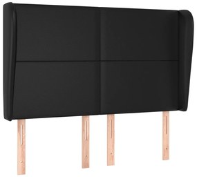 fekete műbőr fejtámla szárnyakkal 147 x 23 x 118/128 cm