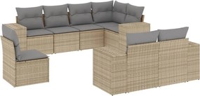 vidaXL 8 részes bézs polyrattan kerti ülőgarnitúra párnával