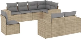 vidaXL 8 részes bézs polyrattan kerti ülőgarnitúra párnával