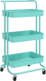vidaXL türkiz 3 szintes vas és ABS konyhai kerekes kocsi 42x35x85 cm