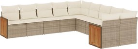 vidaXL 10 részes bézs polyrattan kerti ülőgarnitúra párnával