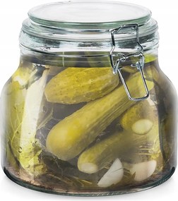 Befőttes üveg konyhai tároló doboz szabadalmaztatott ételcsipesszel 1,85L