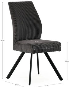 Sötétszürke kordbársony étkezőszék szett 2 db-os Anibal – Marckeric