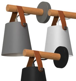 Designer fali lámpa fából és fémből fehér