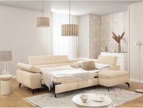 Krémszínű zsenília sarokkanapé (jobb oldali-L alakú) Marbeya – Ropez