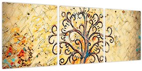 Kép - Mozaik életfa (órával) (90x30 cm)