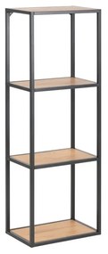 Fekete-natúr színű fali könyvespolc tölgyfa dekorral 37x108 cm Seaford – Actona