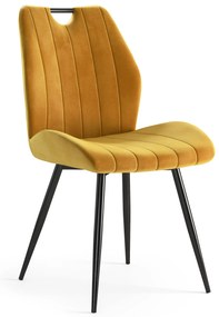 MAZZONI EXPORT ARNO Curry (Bluvel 68 szövet) - MODERN KÁRPITOZOTT ÉTKEZŐSZÉK NAPPALIBA/ÉTKEZŐBE VELVET FOGANTYÚVAL SÁRGA/MUSTÁRSÁRGA