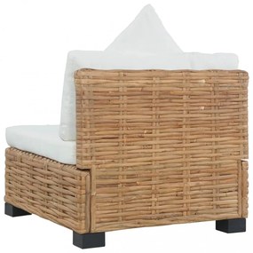 természetes rattan karfa nélküli kanapé párnával