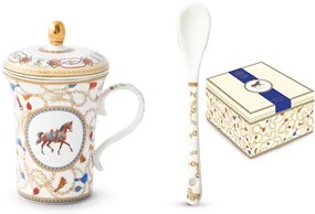 Porcelánbögre 300ml tetővel,kanállal dobozban, Cheval