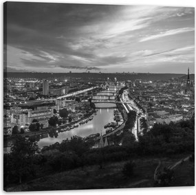 Rouen vászonkép repülésből fekete-fehér 50x50