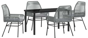 vidaXL Kert étkező szett párnával 5 pcs Szürke polirattan