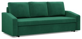 Zeus kanapéágy, bársony, hab töltet, döntött kartámasz, zöld