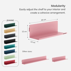 Fali polc JOANNE 400 mm, Fresh Style: púderrózsaszín