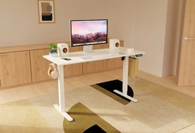Elektromosan állítható magasságú íróasztal - 140x60cm fehér ülő-/állómunkához - LVN System Lite LV1716