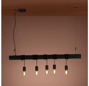 Eglo 39937 - Csillár zsinóron TOWNSHEND-B 5xE27/40W/230V fekete