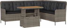 vidaXL 2 részes szürke polyrattan kerti kanapészett párnákkal