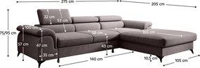Kihúzható ülőgarnitúra, barna, jobbos, HORTY ROH