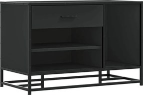vidaXL Cipőpad Fekete 80x40x53,5 cm Fából és fémből készült pad