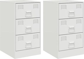 vidaXL 2 db fehér acél éjjeliszekrény 34,5x39x62 cm