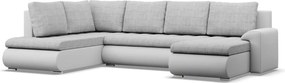 Tokio U sarokkanapé, 3 ágyneműtartóval, fonott + műbőr, baloldali, szürke - fehér