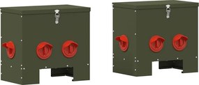 vidaXL Csirke etető 2 pcs Olajzöld 40,5 x 25 x 38 cm