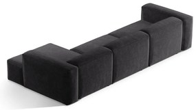 Sötétszürke kordbársony sarokkanapé (jobb oldali-heverő résszel) Bergano – Cosmopolitan Design