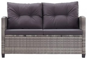 3 részes polyrattan kerti étkezőgarnitúra szürke párnákkal