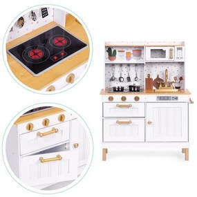 Gyermek fakonyha kiegészítőkkel, hangokkal és LED világítással