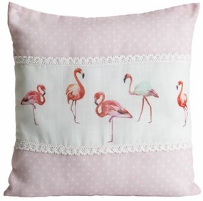 Flamingo csipkés párnahuzat Rózsaszín/fehér 40x40 cm