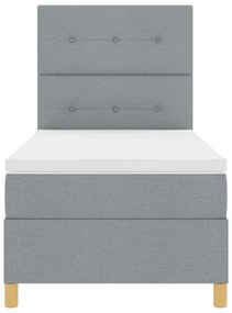 Boxrugós ágy fejtámlával Világosszürke 100 x 200 cm szövet