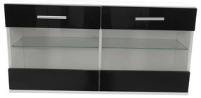 Nappali sor LED világítással, fehér/fekete- extra magas fényű HG, LEO