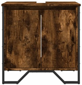 Füstös tölgy szerelt fa fürdőszobai mosdószekrény 60x35x60 cm