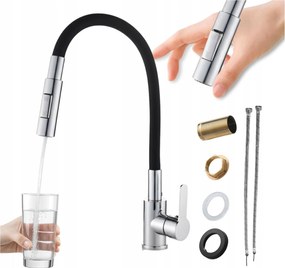 Konyhai csaptelep Króm Flexibilis Fekete kifolyócső Reno konyhai csaptelep