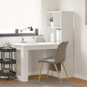 Asztal polcokkal tárolóval Fehér 122 x 67 x 145 cm Faanyag