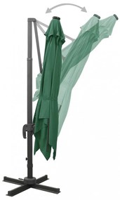 zöld konzolos napernyő rúddal és LED-fényekkel 300 cm