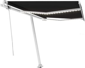 vidaXL antracitszürke szélérzékelős és LED-es napellenző 350 x 250 cm