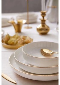 18 részes porcelán étkészlet, fehér/arany