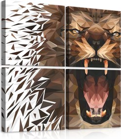 Vászonkép 50x50 Oroszlán geometrikus állat üvöltés absztrakt vadállat erő