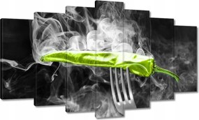 Vászonkép 140x80 Zöld paprika a füstben