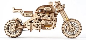 Ugears - 3D fa mechanikus puzzle Scrambler motorkerékpár kocsival